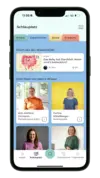 App-Ansicht Schlauplatz mit Artikel zu Baby-Durchfall und Expertinnen-Profilen von Ann-Kathrin Ortmann und Carina Kittelberger